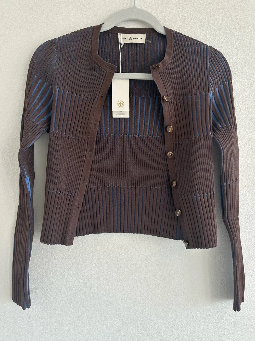 Tory Burch Shrunken Ribbed Cardigan NEW